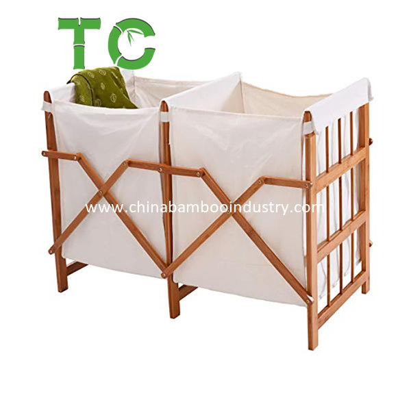 Foldable Bamboo Laundry Basket Folding Bamboo Frame Laundry Hamper Clothes Storage Basket Bin Bamboo Laundry Hamper