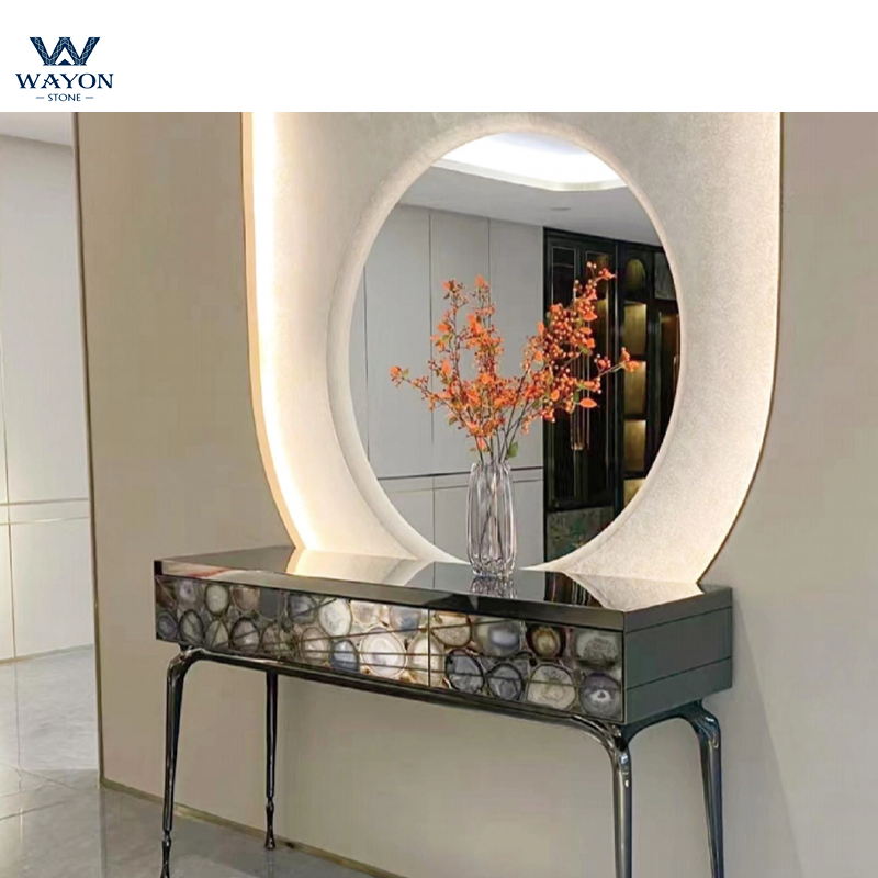 Luxury Multicolor Semi Precious Stone Agate Composite Semi Stone Used Table Top Precious Onyx Agate Stone