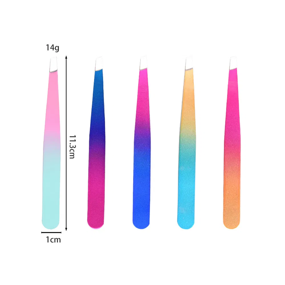 Gradient Colorful Eyebrow Clip Beauty Eyebrow Tweezers Stainless Steel Tweezers