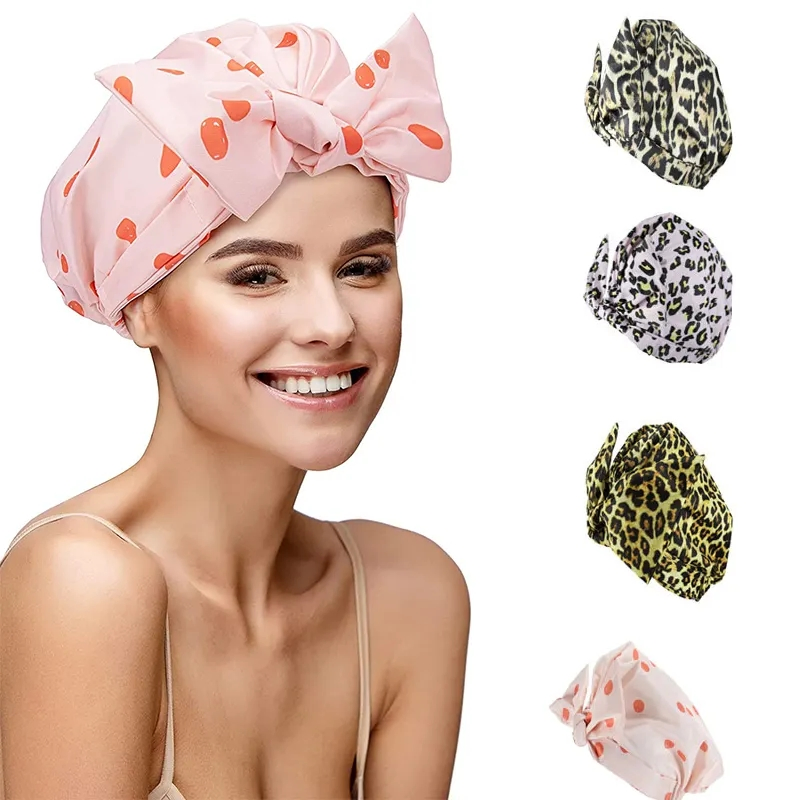 Factory Luxury Reusable Womens Long Hair Waterproof Turban Adjustable Bath Shower Caps