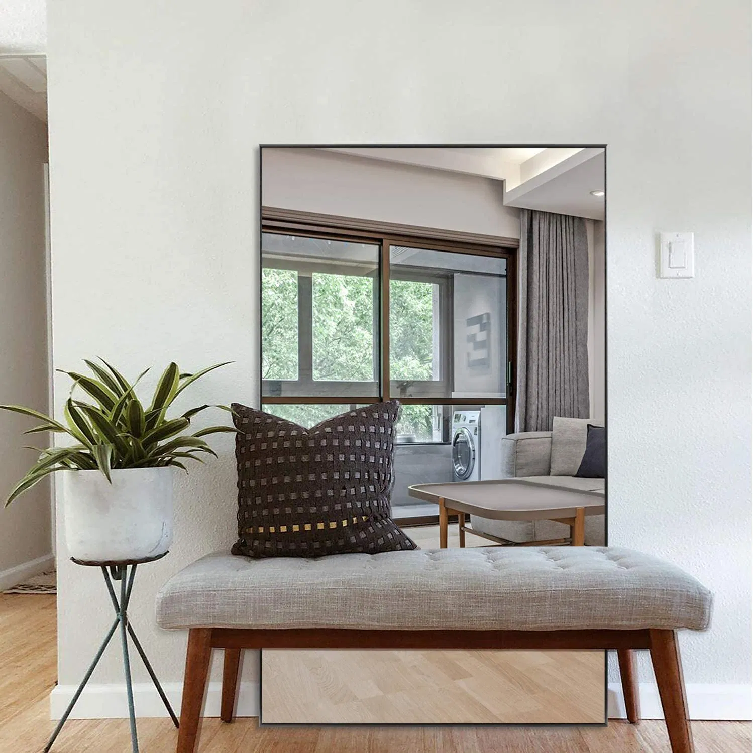 Round Mirror 16 Inch Circular Metal Frame Aluminum Alloy Material Circle Wall Mirror for Powder Room Makeup