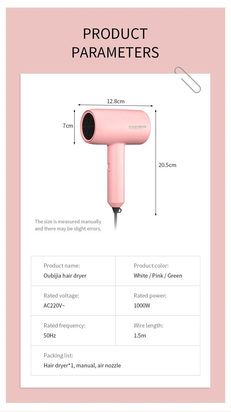 Lightweight 1100W Travel Hair Dryer with Fast Dry Technology