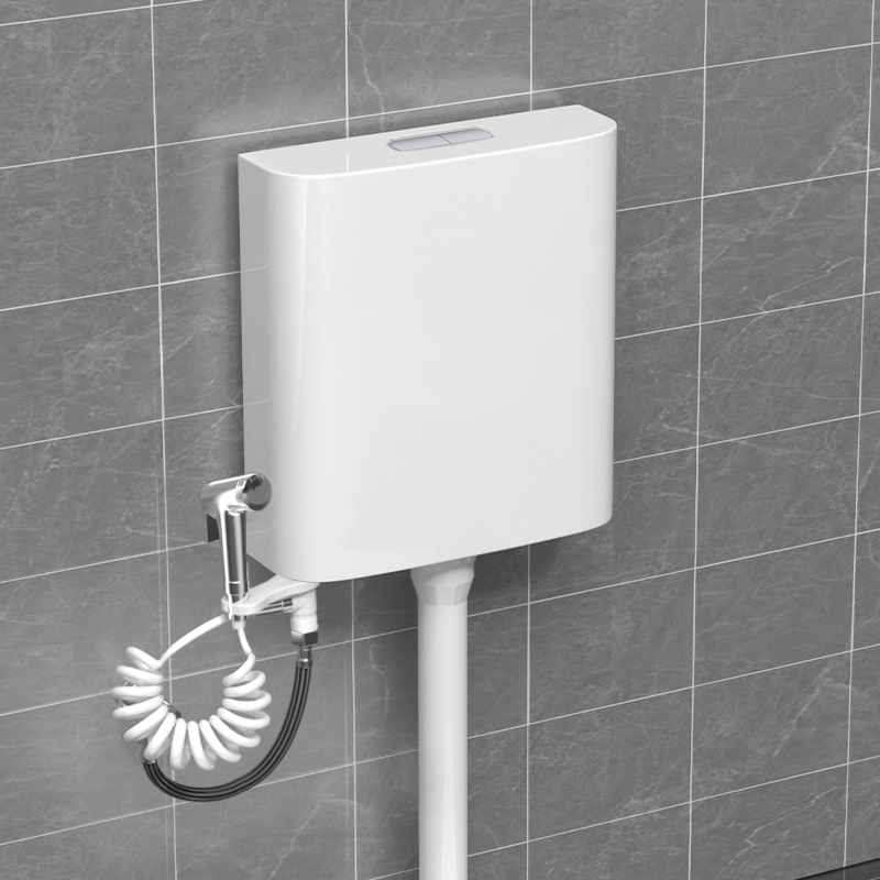 White Plastic Water-Saving Flush Tank for Squat Toilet - Dual Flush