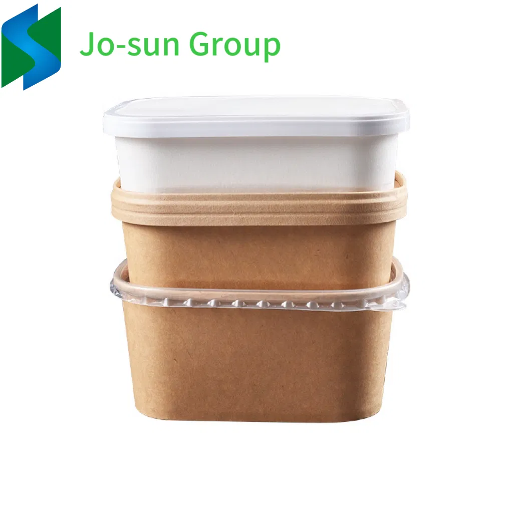 Factory Outlet Biodegradable Rectangle Kraft Paper Bowl Recyclable Kraft Paper Disposable Salad Bowl