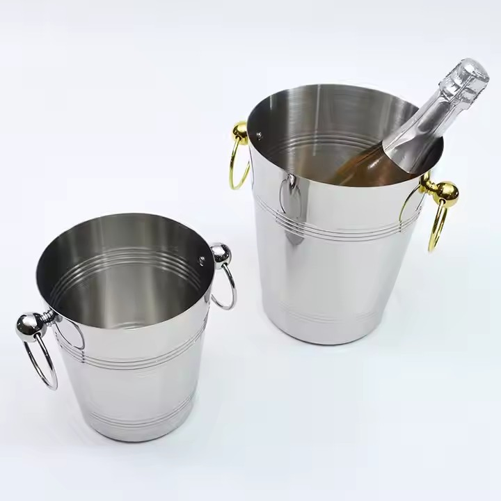 Premium Metal Wine Bucket – Polished Stainless Steel Ice Tub for KTV Bar and Restaurant Use