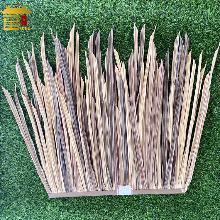 Factory Wholesale HDPE Synthetic Plastic Corn Leaf Artificial Thatch Roof Tiles