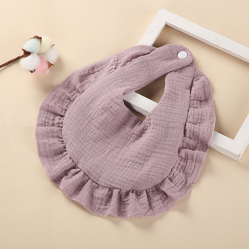 Wholesale Cotton Drool Towel with Ruffled Lace Cotton Gauze Bib