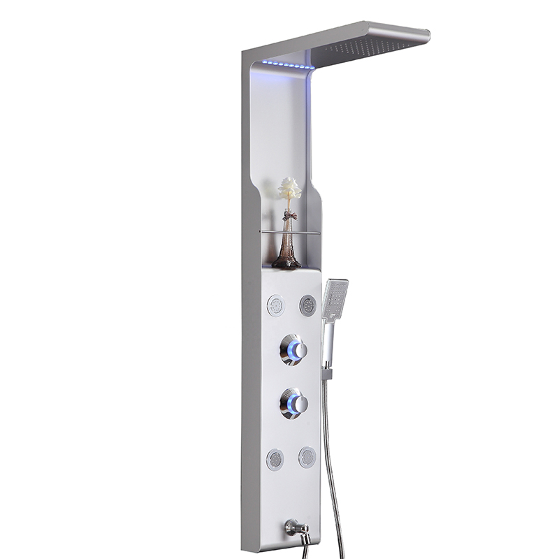 New Style Large Multifunctional Glass Laminate LED Shower Columns Panels