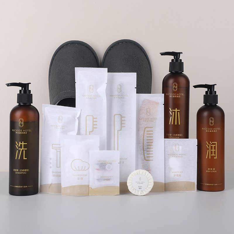 Factory Customized Logo Print Manufacturer 5 Star Hotel Disposable Bathroom Hotel SPA Guest Room Amenities Supplies Luxury Set