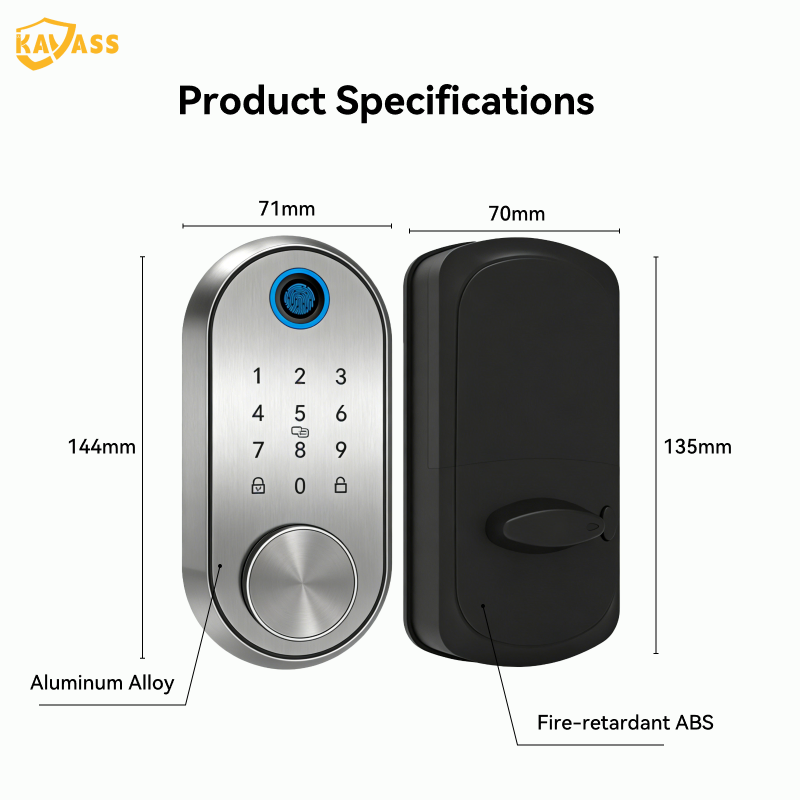 Kavass Bluetooth Smart Lock with APP Control Password and Fingerprint Access