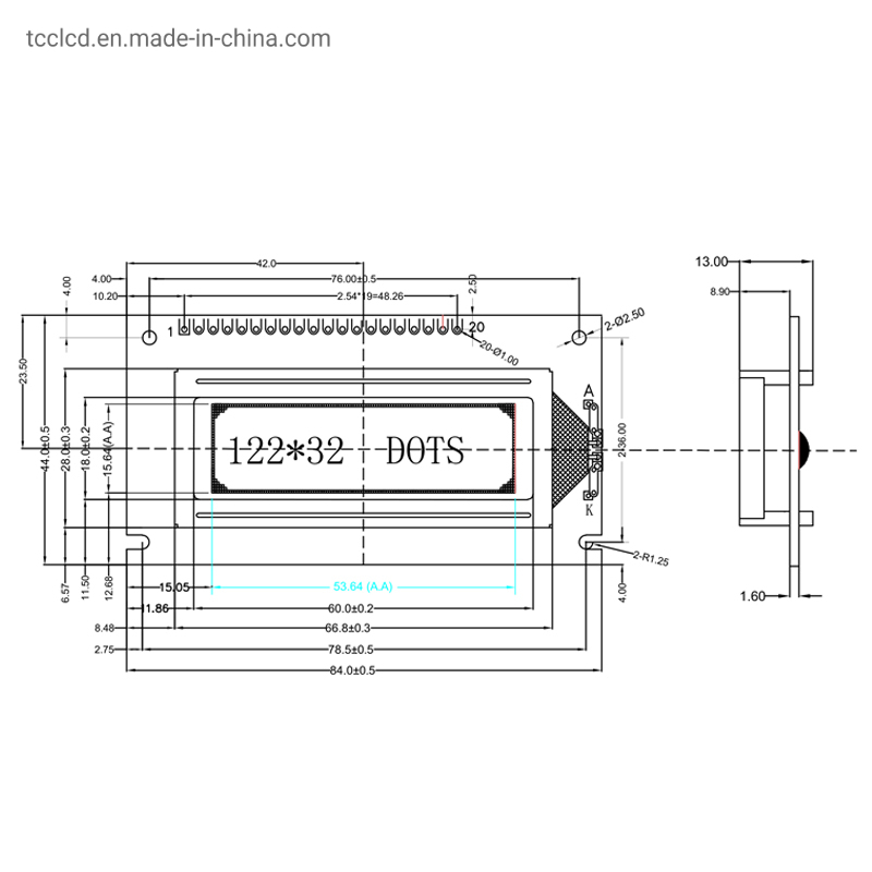Монохромный LCD-дисплей 122x32 точки SBN1661G