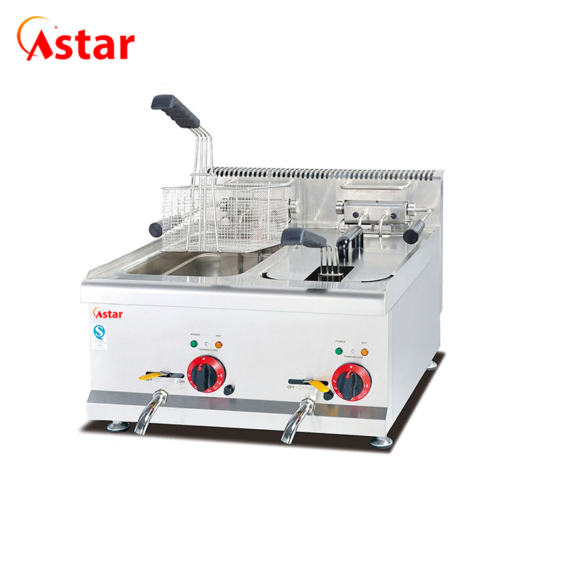 Astar Catering Equipment Counter Top Luxury Gas 2-Tank Deep Fryers