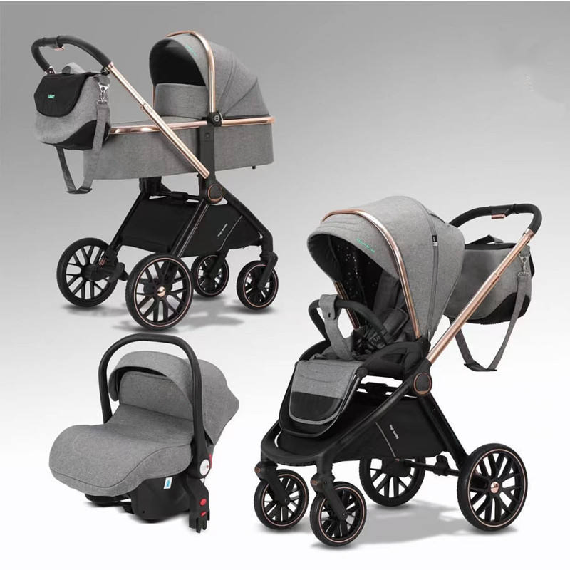 3 In1 Baby Stroller Sun Protection with Car Seat and Sleeping Basket/Plating Foldable Portable Fashion Travel Baby Stroller