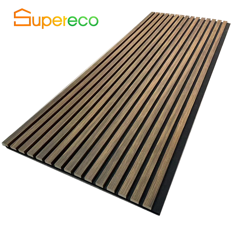 Decoration Wall Panel E1 Grade Flame Retardant Material MDF Pet Wooden Slat Wall