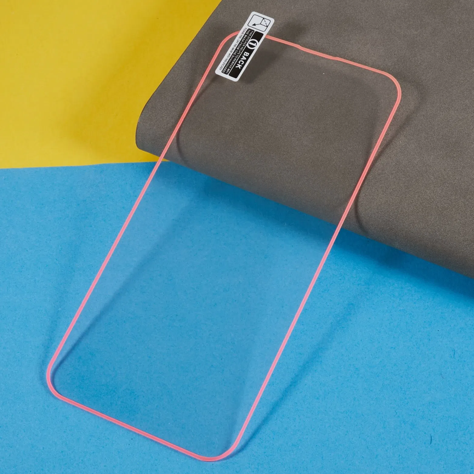 for iPhone 14 PRO Max Luminous Frame Tempered Glass HD Clear Film Full Glue Full Coverage Anti-Explosion Screen Protector - Pink