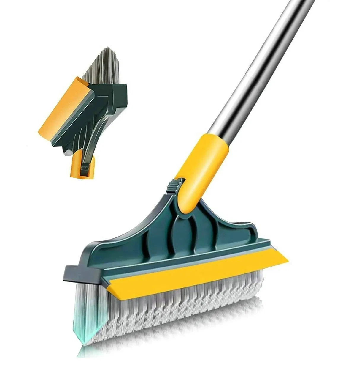 Scrape Stiff Bristle Cleaning Scrub Brush with Squeegee Rotating Tile Brush Broom