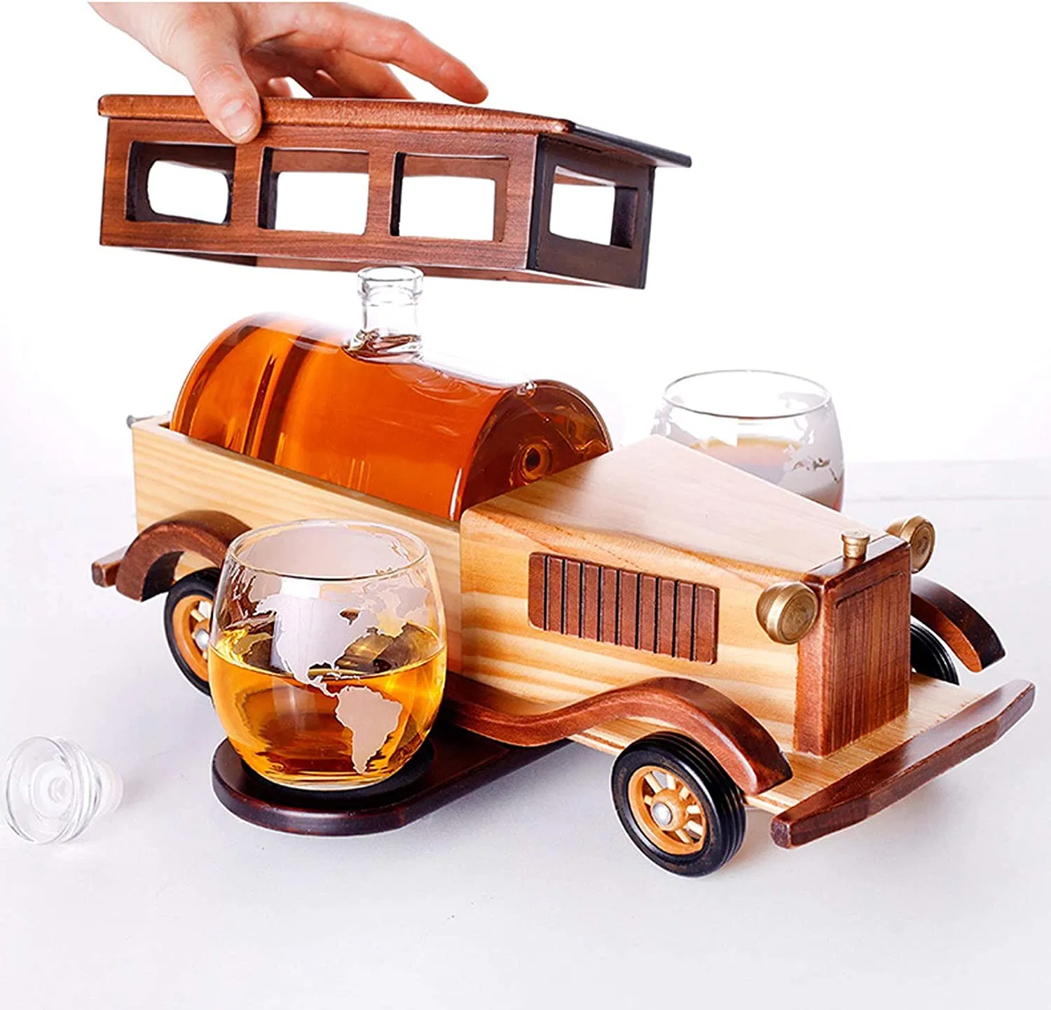 Old Fashioned Car Classic Whiskey Decanter Set Whiskey Tumbler with Stainless Spigot