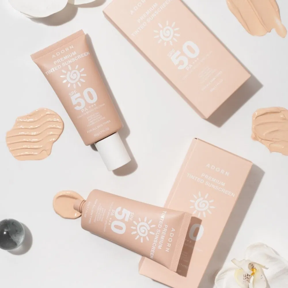 Wholesale Natural Vegan Moisturizer UVA UVB SPF 50 Face Sunscreen Tinted Sun Protection Cream