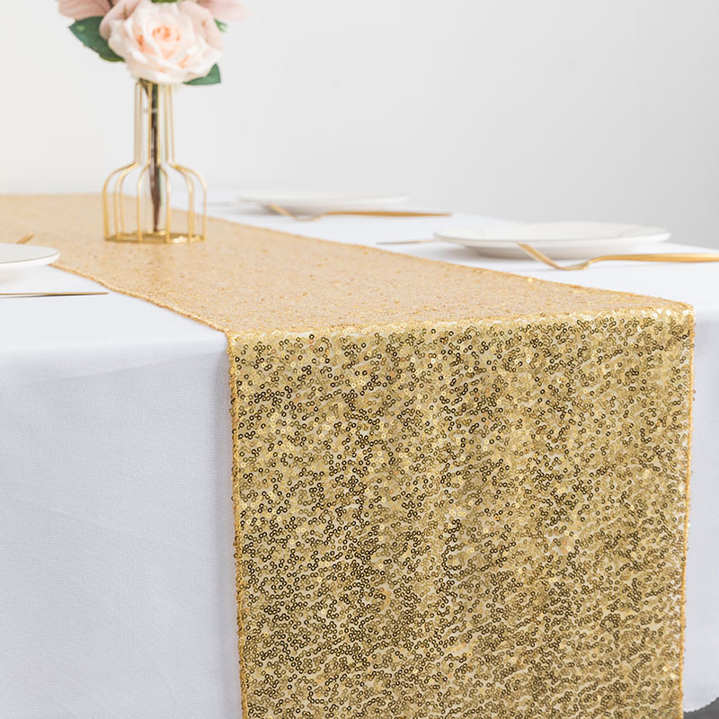 2023 New Design Wholesale Sequin Cotton Luxury Table Runner for Wedding