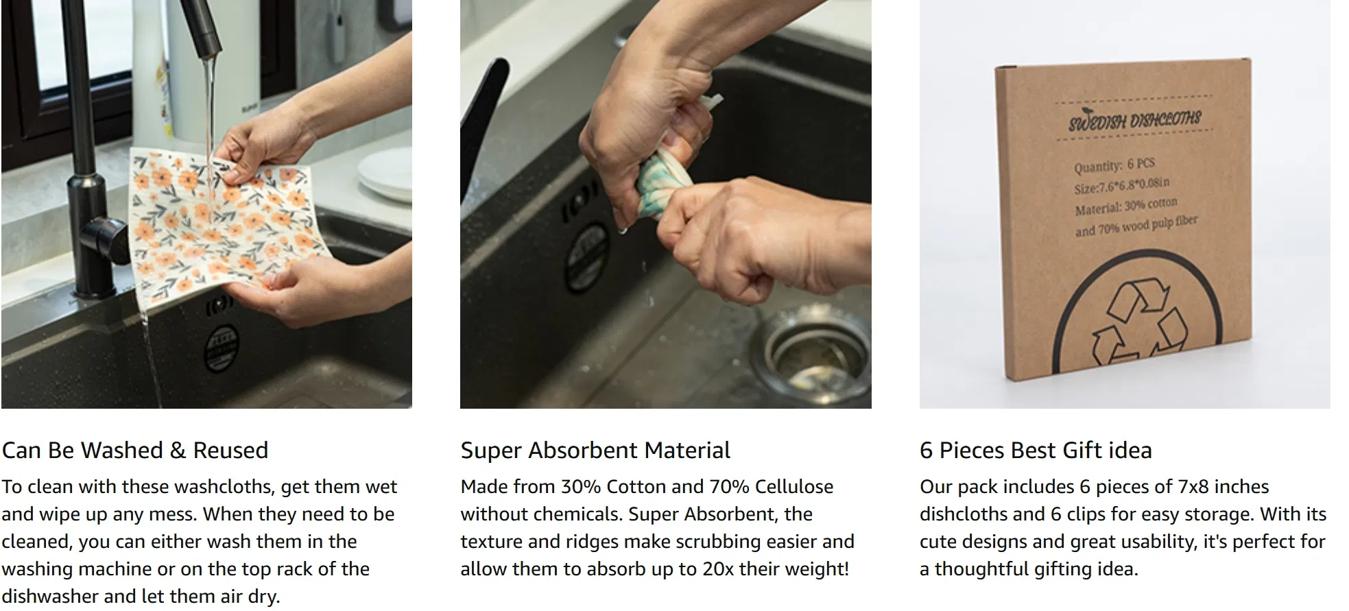 100% Natural Cleaning Cloth Biodegradable Printed Swedish Dish Cloth Cellulose Sponge Dishcloths