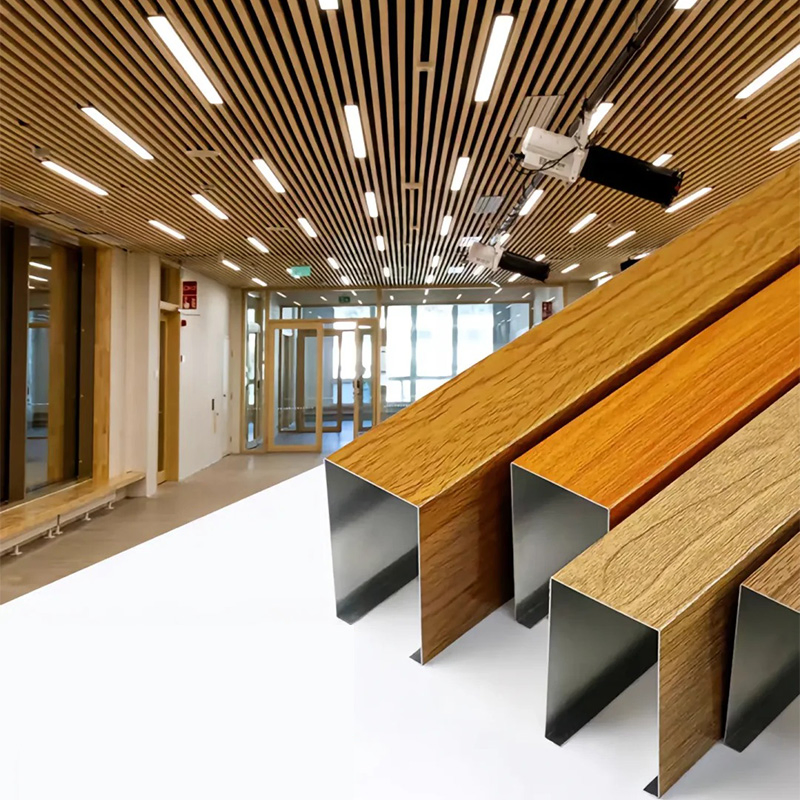 Modern Suspended U-Shaped Aluminum Alloy Slat Ceiling Tiles Fireproof Interior Decoration for Hotels and Interiors