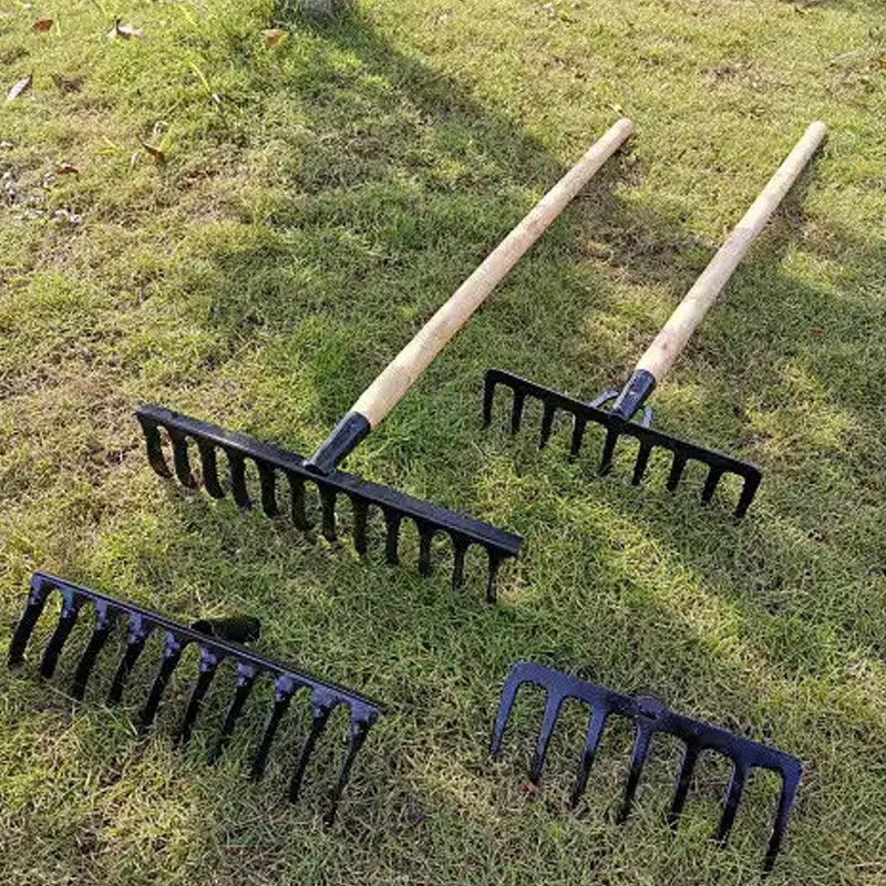 Carbon Steel Cleaning Garden Rake with Handle Metal Rake