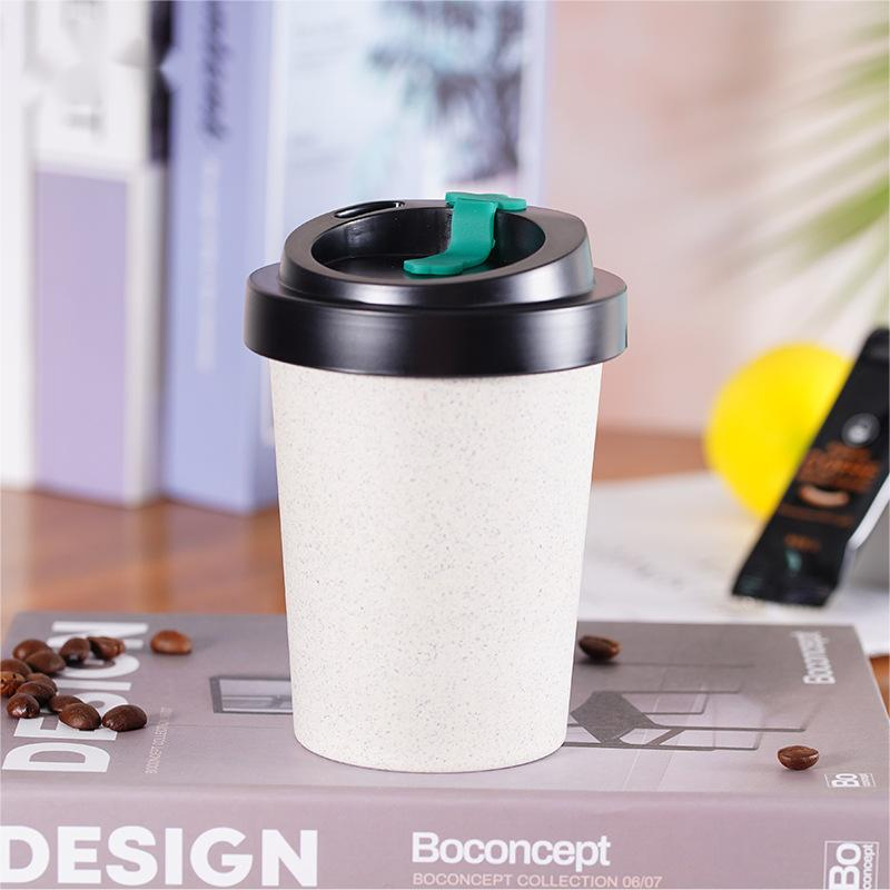 Melamine Coffee Cup Biodegradable Bamboo Fibre Office Cup with Leak-Proof Cover