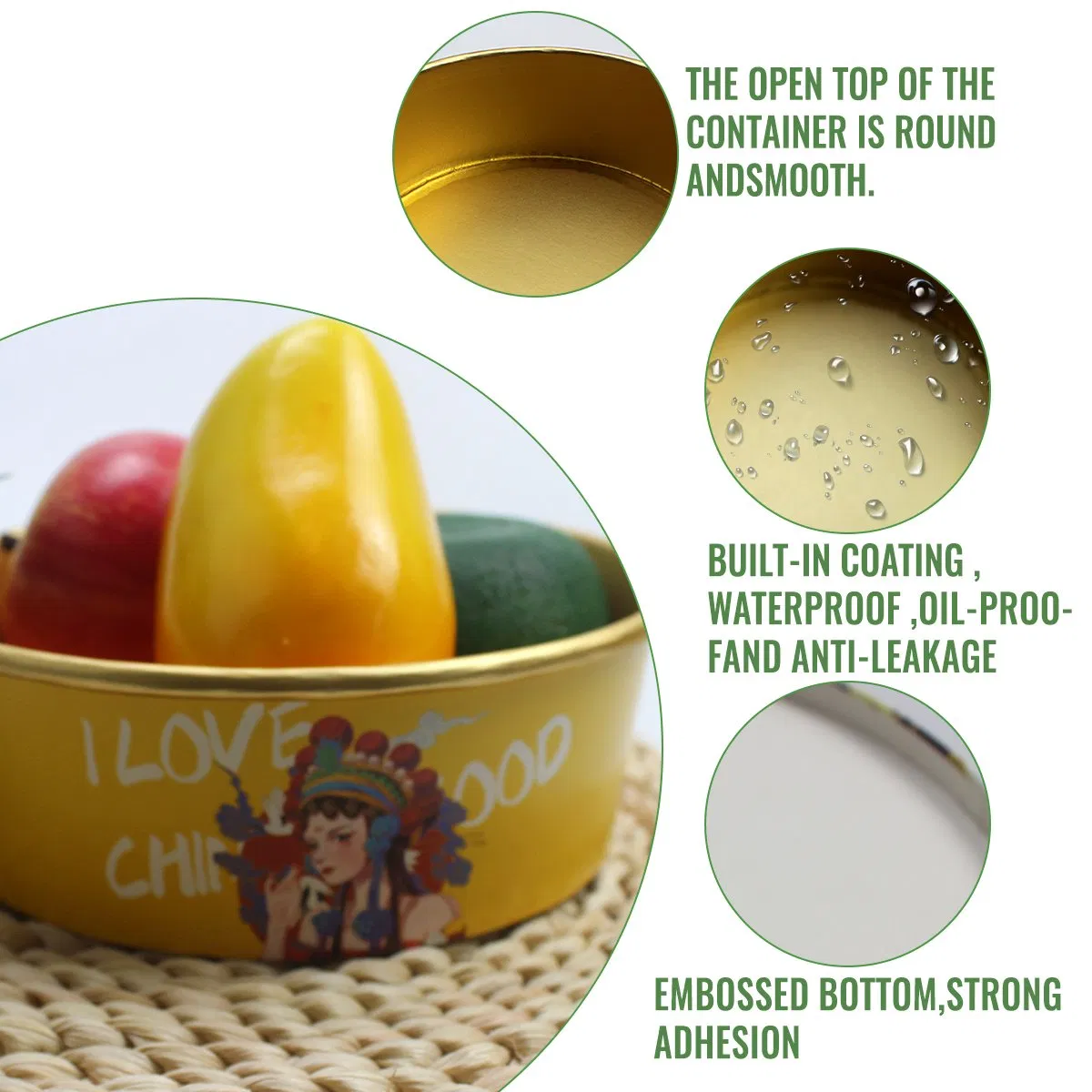 Plastic Free Disposable Food Container Paper Salad 1300 Ml Bowl with Gold Foil Coating