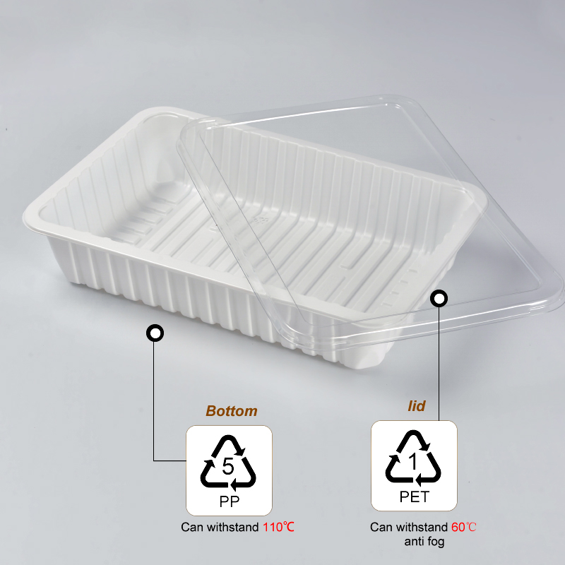 Disposable Plastic 330mm Length PP Plastic Food Container White Customizable for Wet Farmer Market