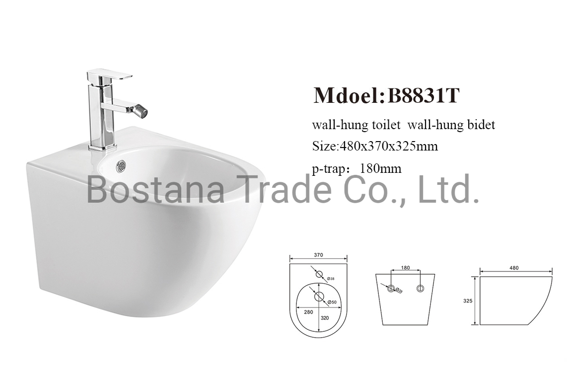 Wc Sanitaryware Small-Sized Bathroom Ceramic Wall Hung Bidet in Britain