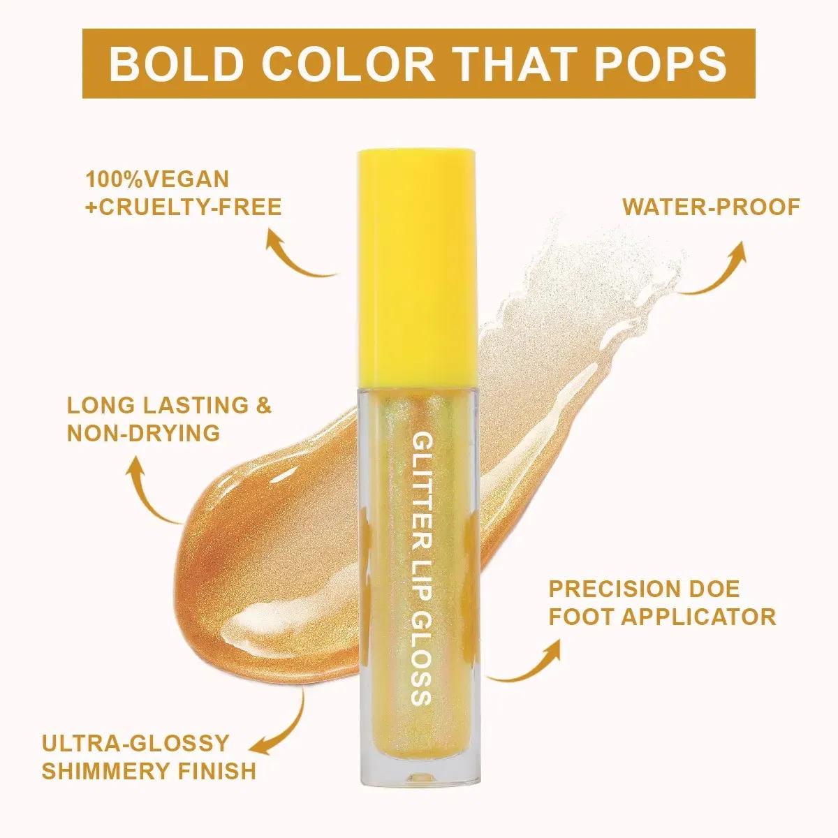 Wholesale 6 Colors Organic Fruit Flavor Waterproof Lip Plumper Glitter Lip Gloss