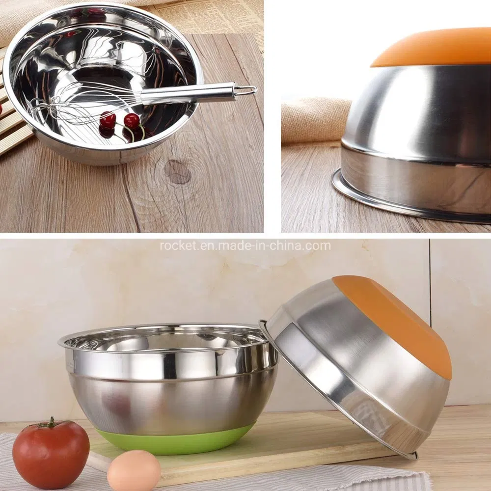 Storage Accessories Stainless Steel Non-Slip Egg Mixer Cake Baking Kitchen Food Salad Bowl