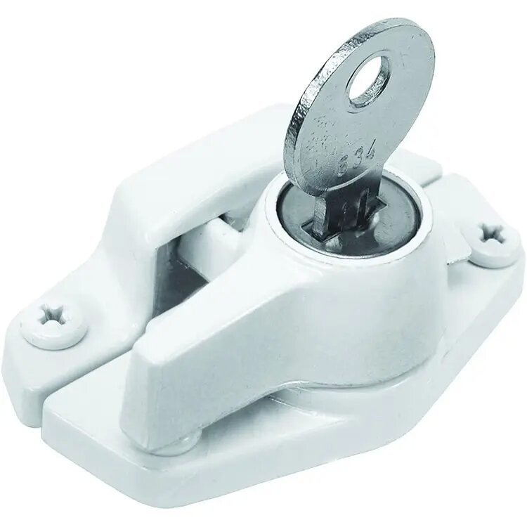 Keyed Sash Lock, 9/16 in. Projection, Diecast, Brass Plated Finish