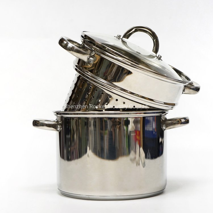 Набор кастрюль для пасты со стеклянной крышкой и дуршлагом