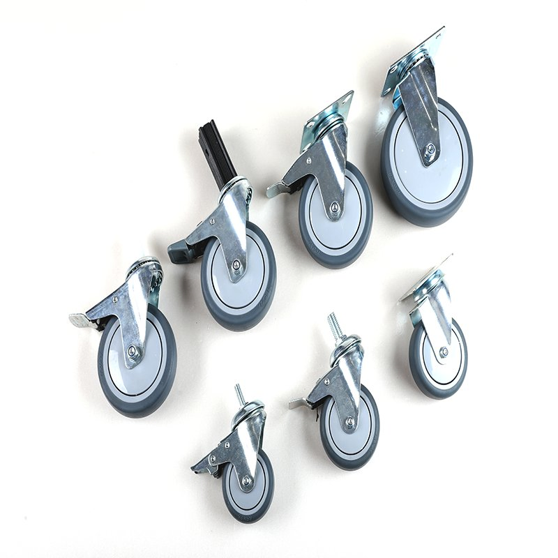 Flexible 3/4/5 Inch TPR Furniture Casters with Brake Light Duty Swivel Wheels