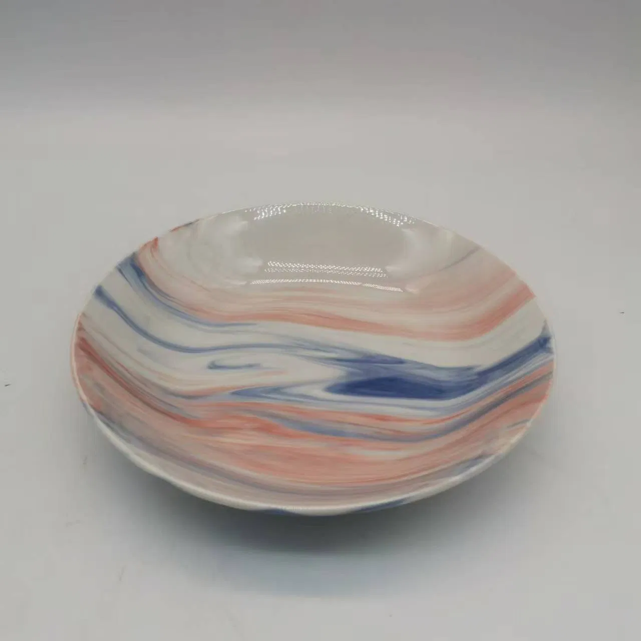 8"Coup Moon Soup Plate Marble Glaze Ceramic Porcelain Tableware