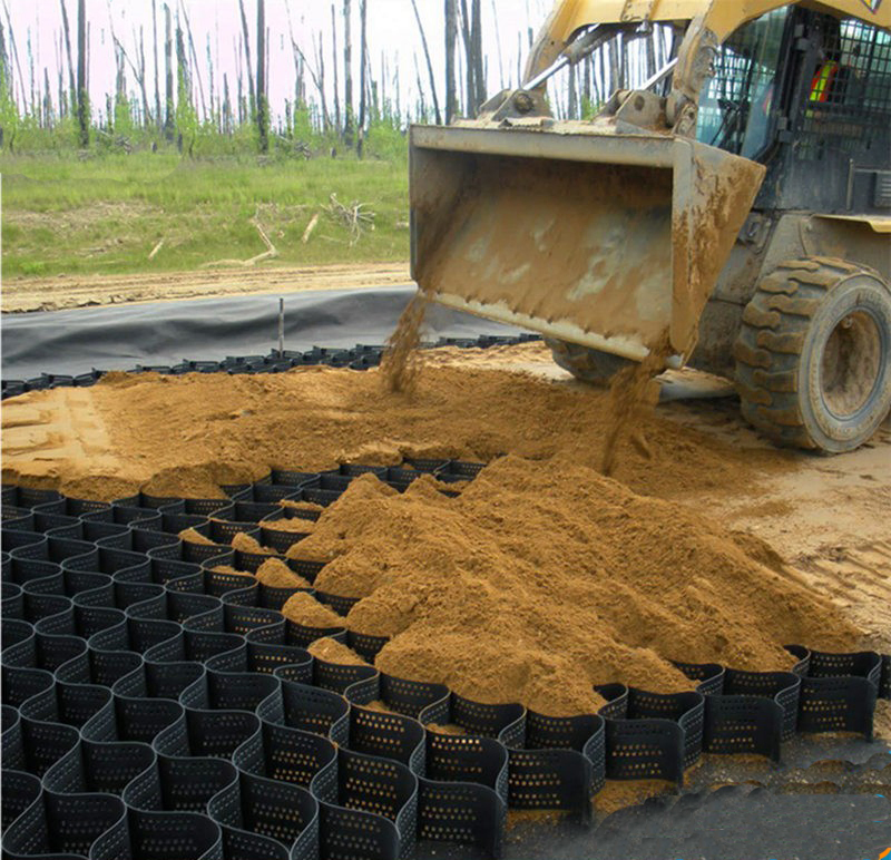 150-450mm Textured Perforated Plastic HDPE Strata Web Honeycombed Geomallas Paved Grid Geocell