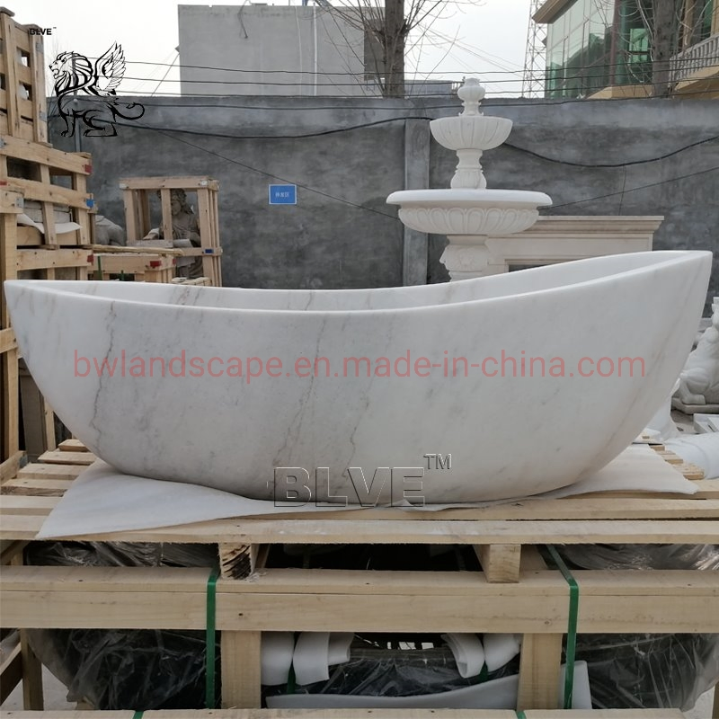 Большая отдельностоящая ванна из натурального мрамора Каррара