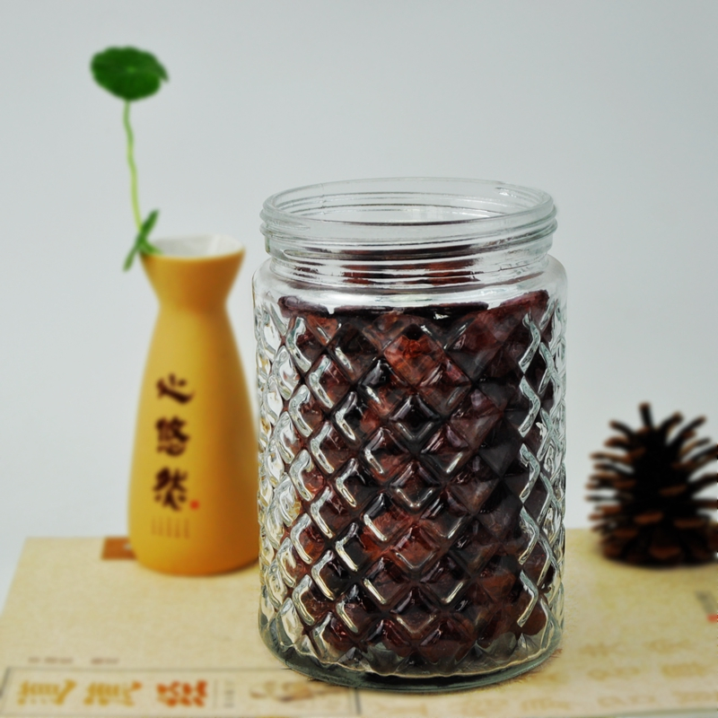 Cylinder Dried Fruit Grain Glass Storage Jar for Home Kitchen