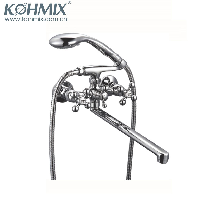 Deck Mounted Brass Water Tap Chrome Plated Bathtub Faucet