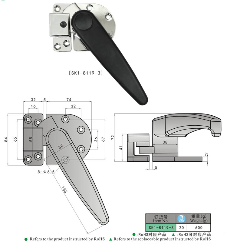 Sk1-8119 Industrial Oven Handle Stainless Steel Compression Oven Door Handle