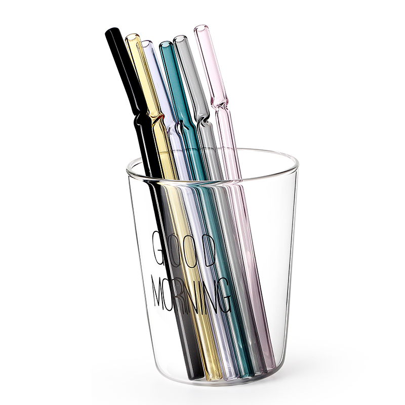 Reusable Glass Straws for Drinking with Strawing Packaging Box and Brush
