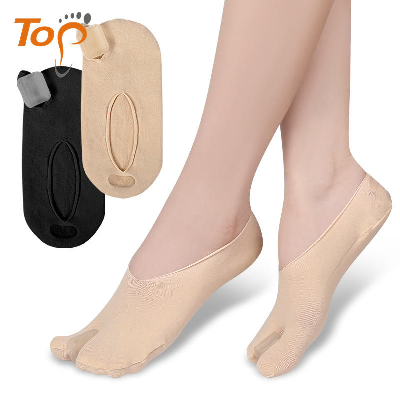 Women's Invisible Two-Toe Boat Design with Wear-Resistant Fabric Bunion Corrector Socks