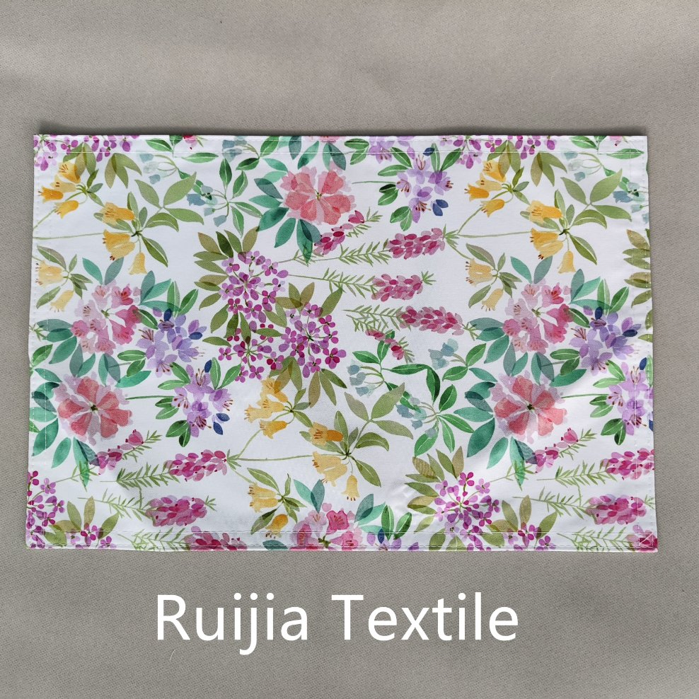Beautiful Flowers Double-Layer Table Placemat Heat Insulation Place Mat with Non Woven Lining Fabric