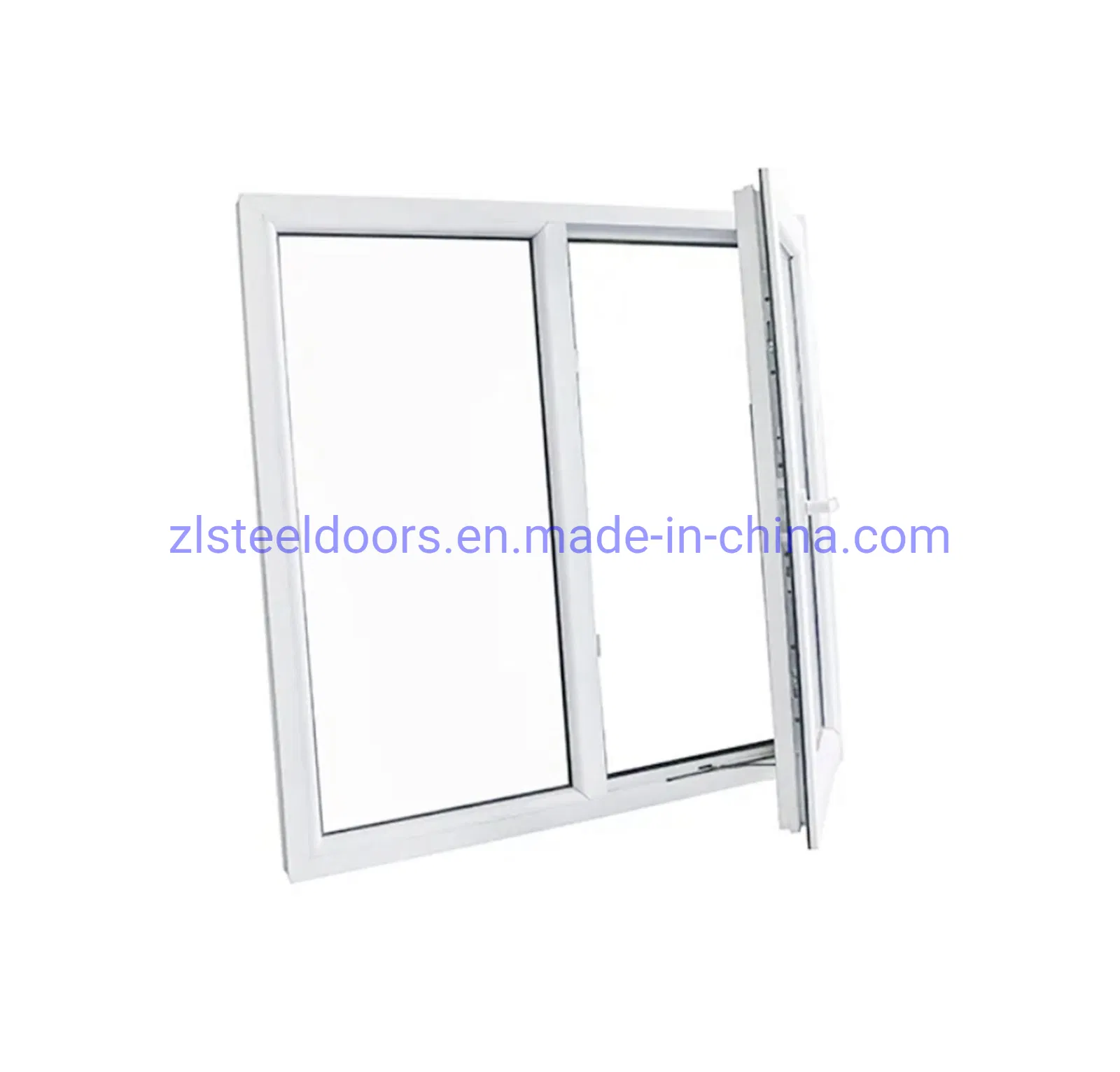 White UPVC PVC Double Panel Casement Opening French Windows with Modern Design for House