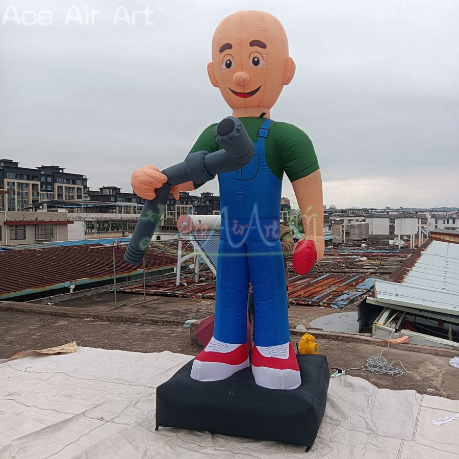 3 Meter Tall Inflatable Toilet Repairman Advertising Cartoon Character for Promotion