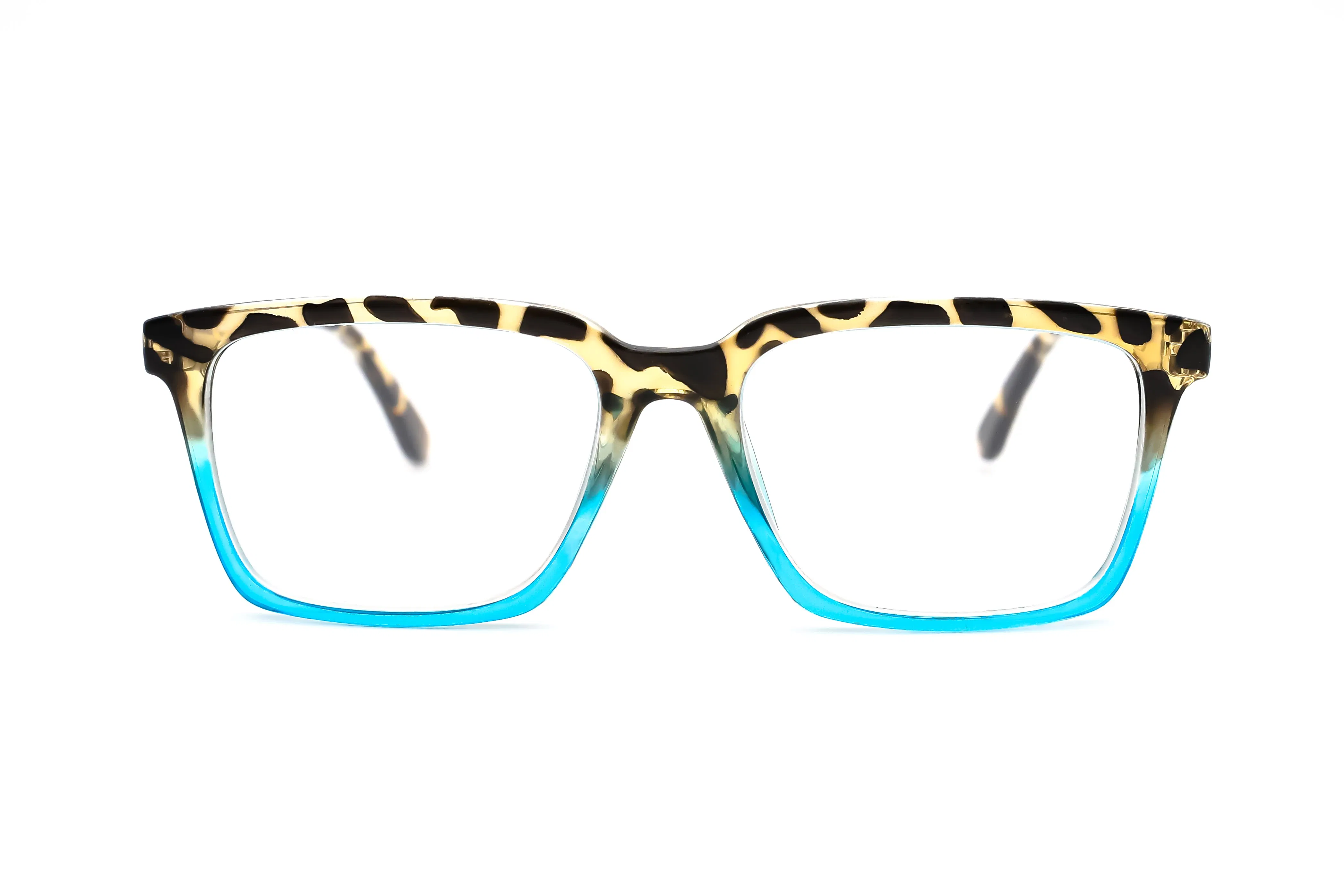 Classic Two Color Square Frame Reading Glasses Eyewear with Anti-Blue Light