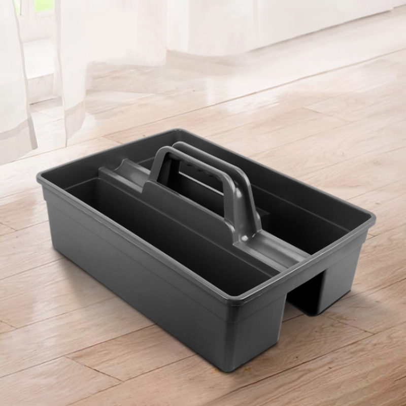 Industrial 2 Compartments Plastic Storage Basket for Cleaning Supplies Household Tool Organizer