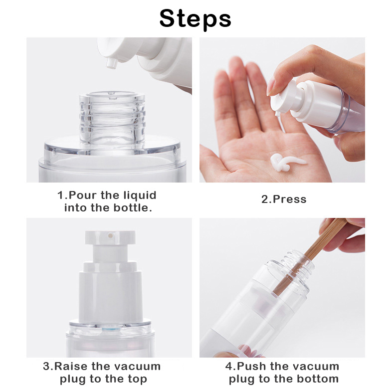 Wholesale Serum Pump Bottle Cosmetic Skincare Packaging Portable 15ml 20ml 30ml 50ml Vacuum Bottle