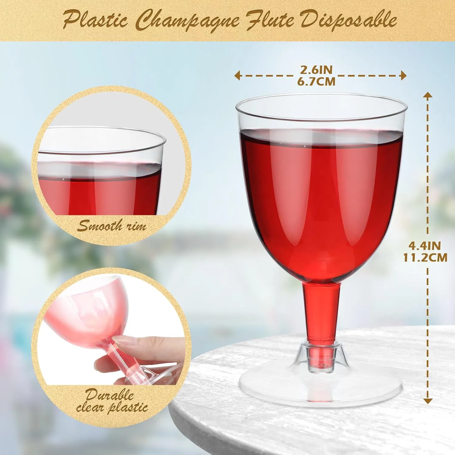 5 Oz Plastic Wine Glasses with Stem Disposable Plastic Party Cups Goblet Wine Glasses